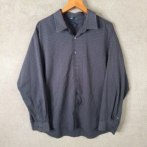 Van Heusen Studio Shirt Mens XXL Gray Plaid Slim Fit Long Sleeve Button Up